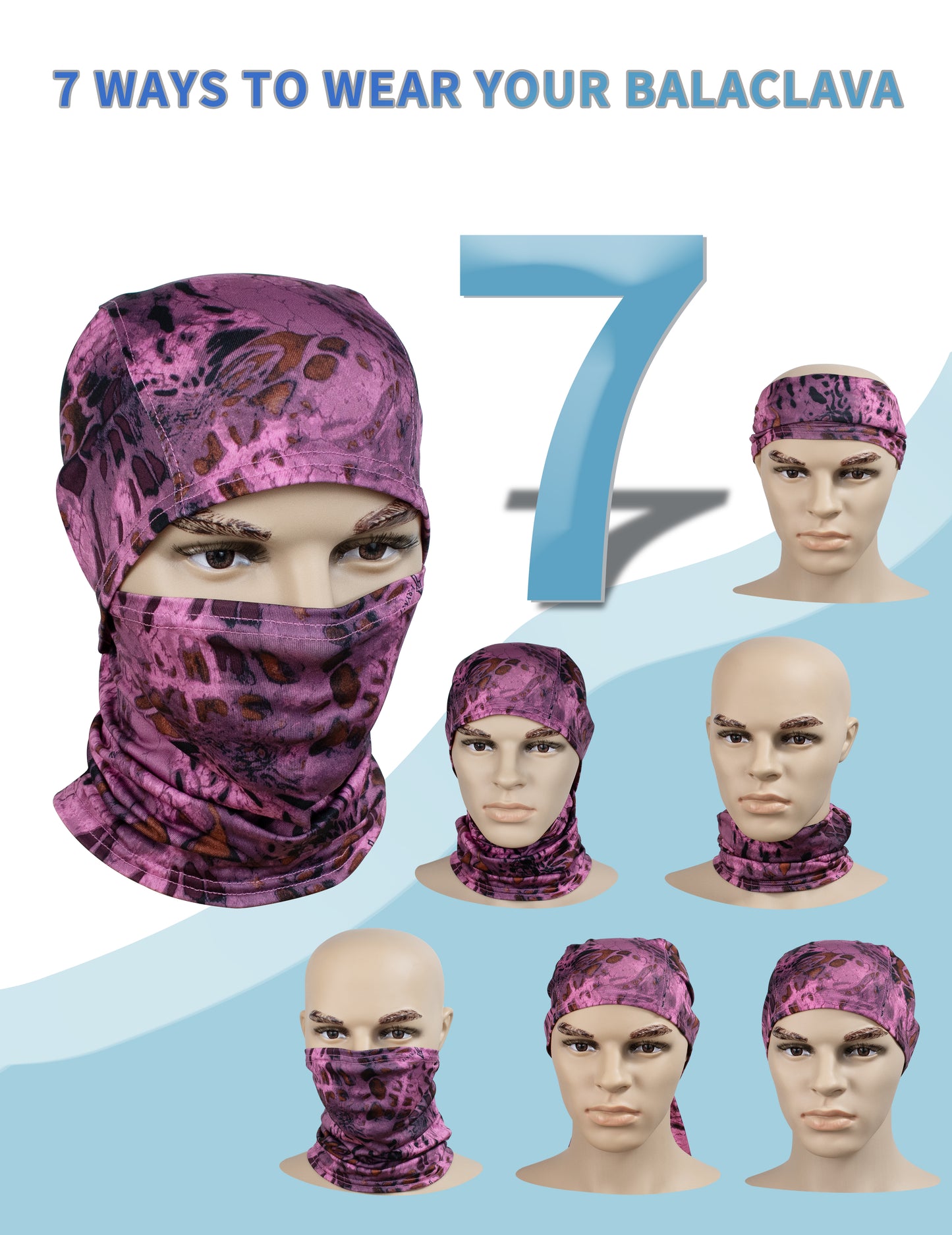 WOLFHUNT Camouflage Balaclava Mask Men Women Ski Mask Breathable Shiesty Mask Sun Protector, Prym 1 Pinkout