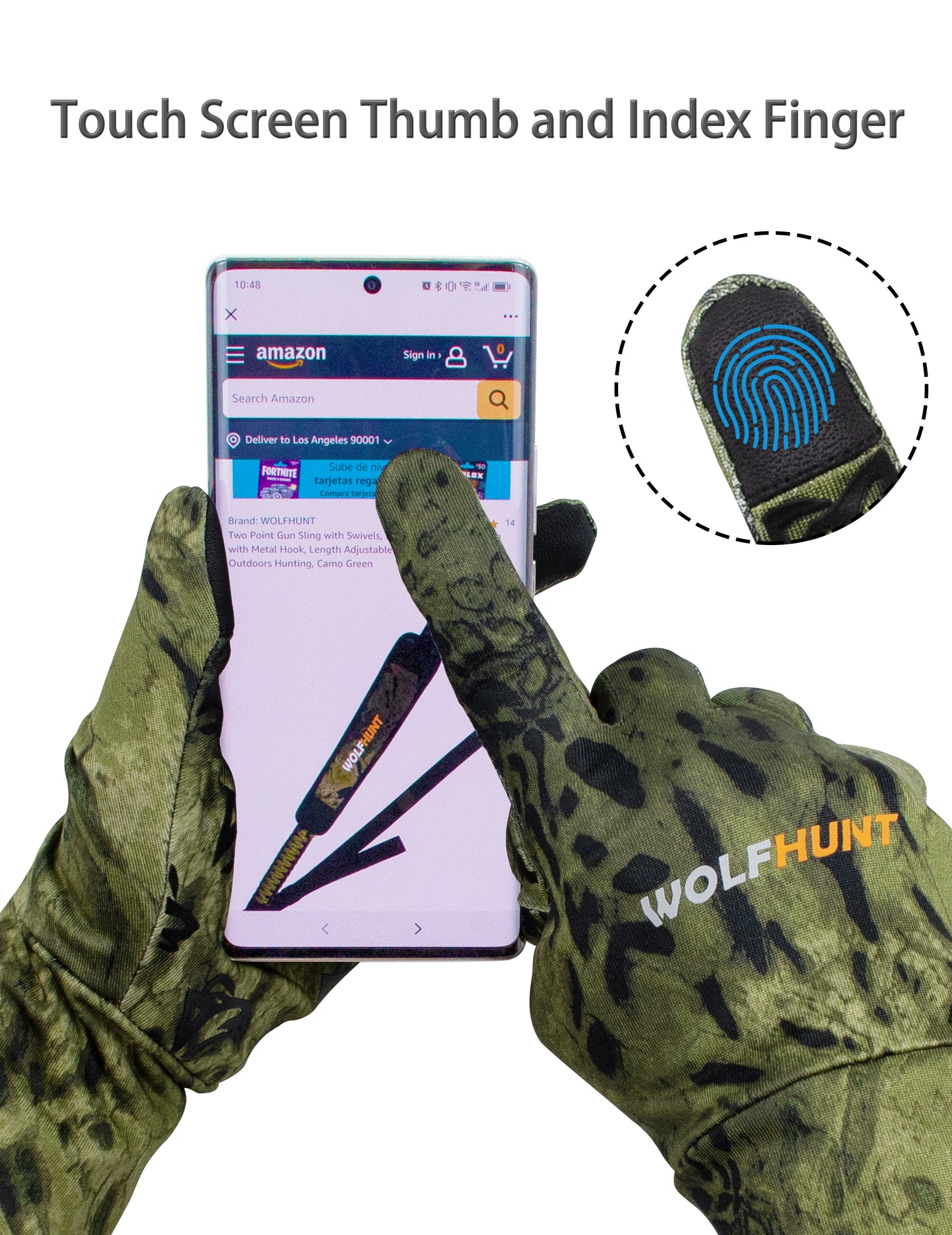 WOLFHUNT Lightweight Camouflage Hunting Gloves Men Women Anti-Slip Camo Archery Gloves for Hunting, Prym1 Woodlands