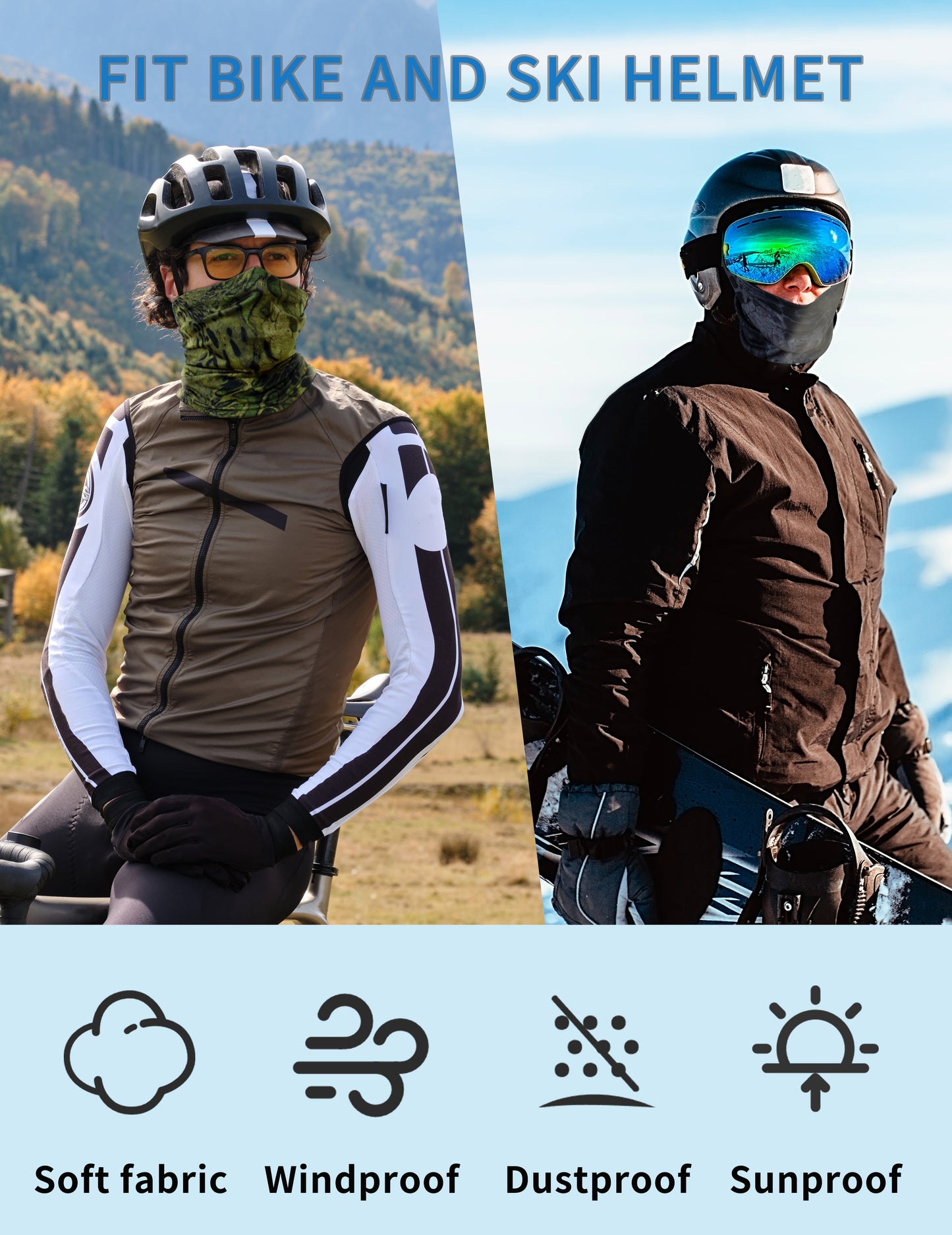 WOLFHUNT Camouflage Balaclava Mask Men Women Ski Mask Breathable Shiesty Mask Sun Protector, Prym 1 Woodlands