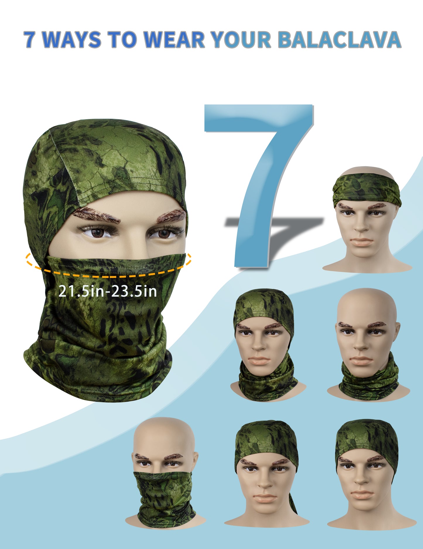 WOLFHUNT Camouflage Balaclava Mask Men Women Ski Mask Breathable Shiesty Mask Sun Protector, Prym 1 Woodlands