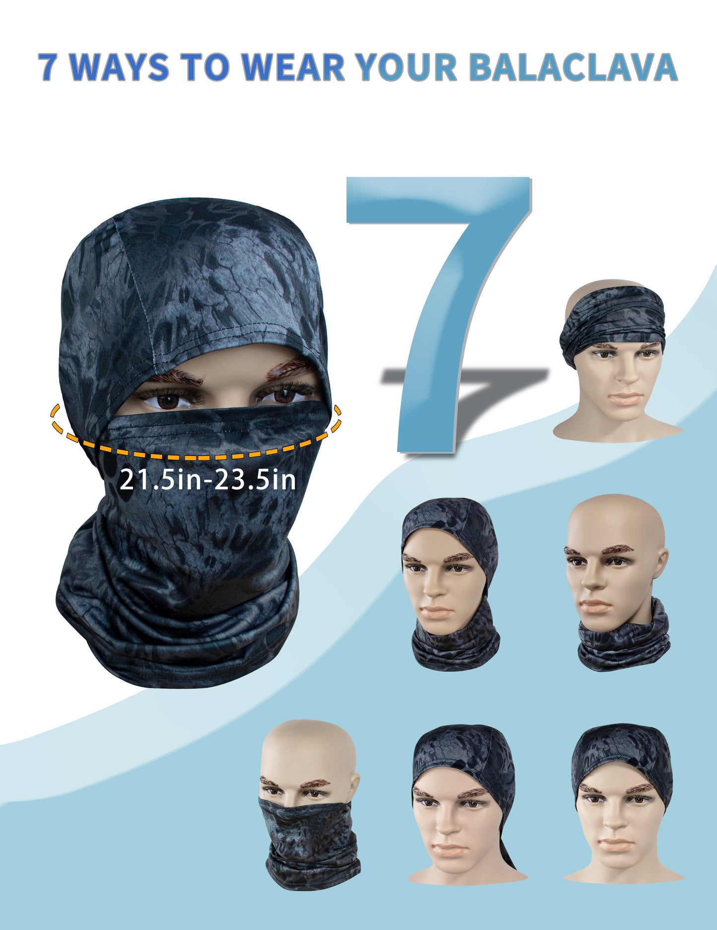 WOLFHUNT Camouflage Balaclava Mask Men Women Ski Mask Breathable Shiesty Mask Sun Protector, Prym 1 Blackout