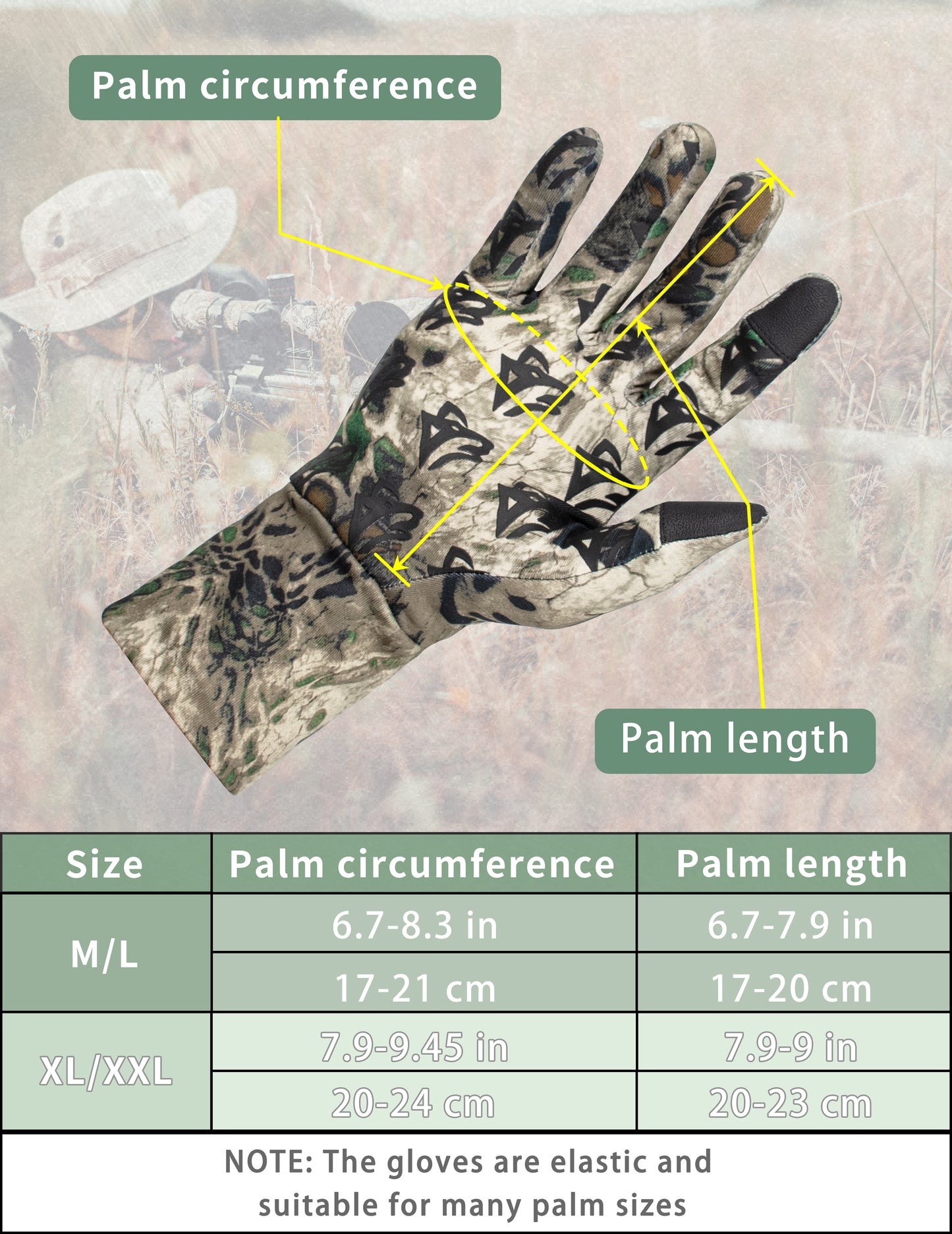 WOLFHUNT Lightweight Camouflage Hunting Gloves Men Women Anti-Slip Camo Archery Gloves for Hunting, Prym1 Woodlands