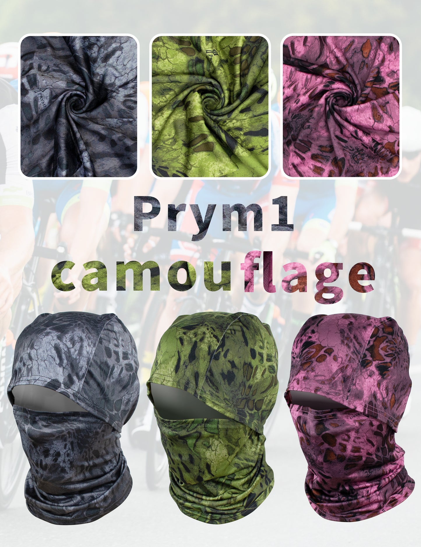 WOLFHUNT Camouflage Balaclava Mask Men Women Ski Mask Breathable Shiesty Mask Sun Protector, Prym 1 Blackout