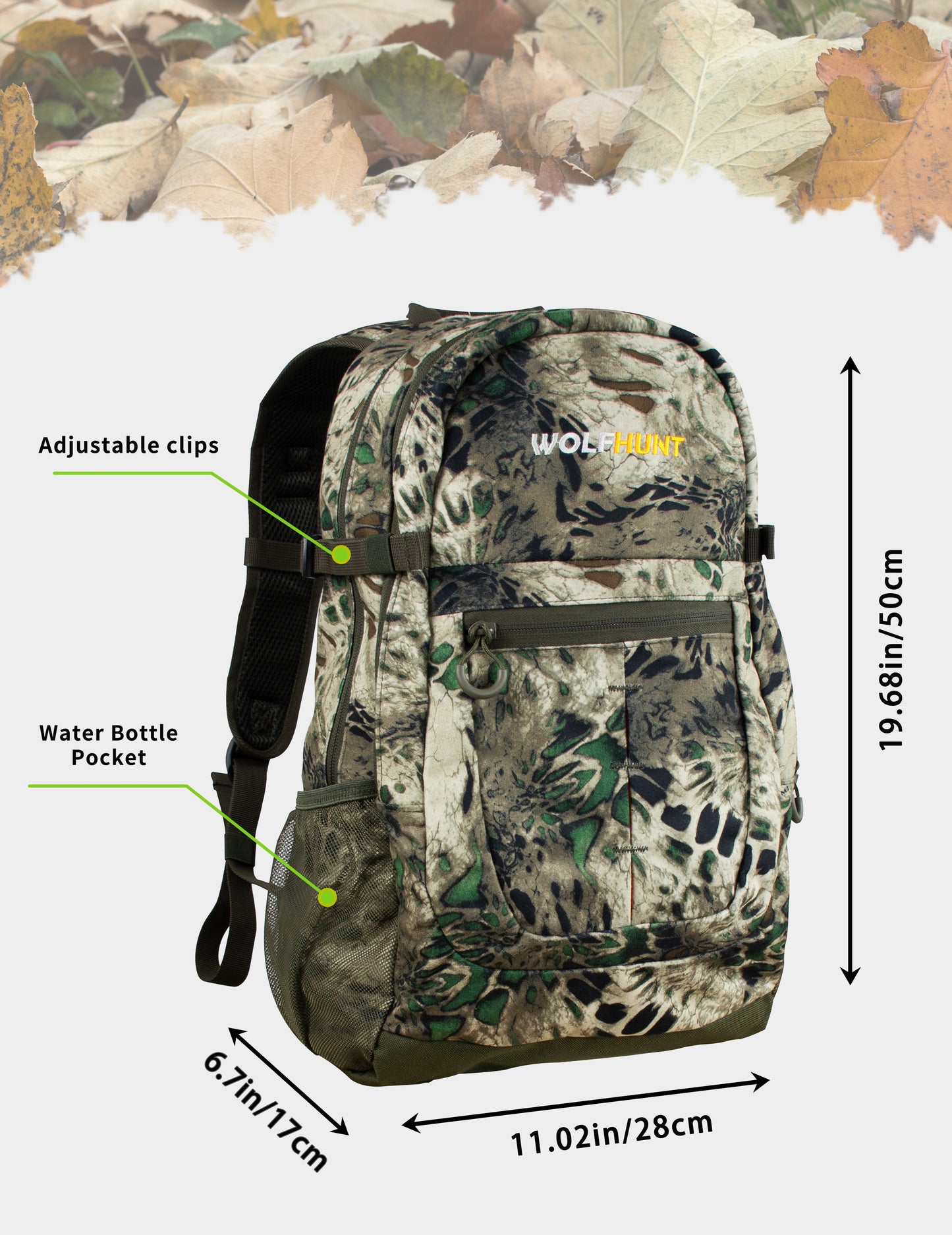 WOLFHUNT Camouflage Backpack for Men, Hunting Camo Pack Hiking Backpack Day Pack Multifunctional Outdoor Gear for Hiking, Fishing, Shooting, Prym1 MP