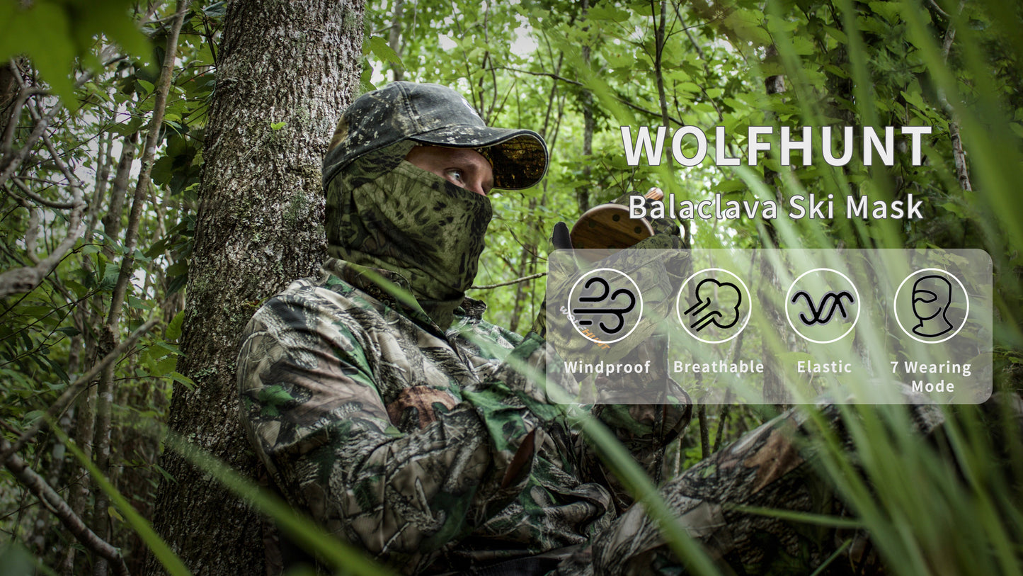 WOLFHUNT Camouflage Balaclava Mask Men Women Ski Mask Breathable Shiesty Mask Sun Protector, Prym 1 Woodlands