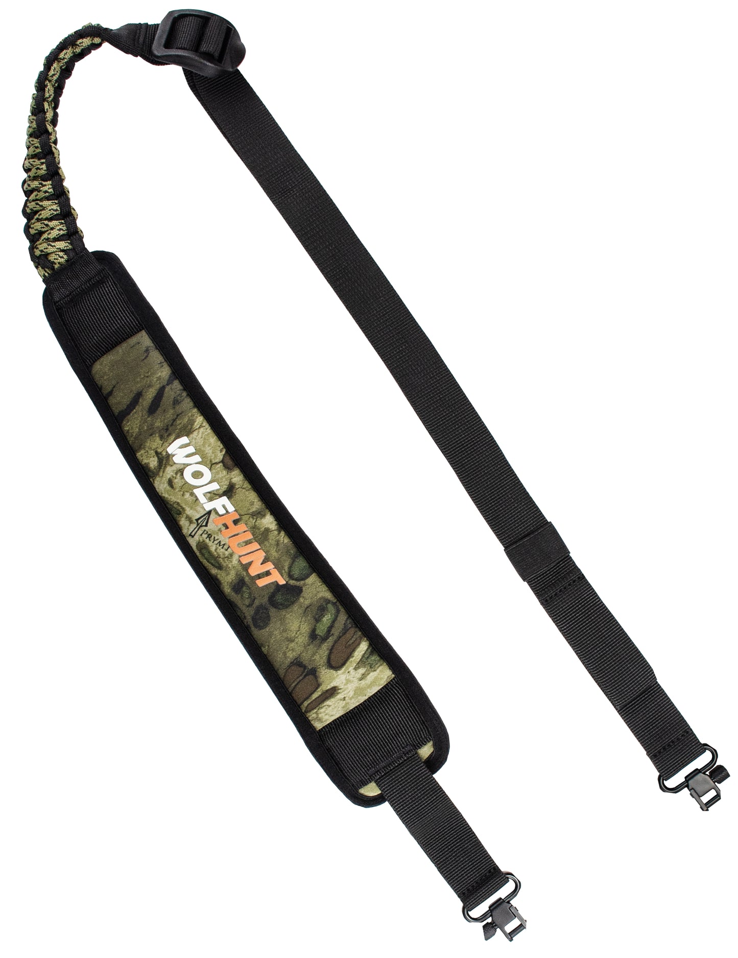 WOLFHUNT Two Point Gun Sling with Swivels, Semi-Paracord Hunting Rifle Sling with Quick Release Metal Hook, Adjustable Strap & Neoprene Padding